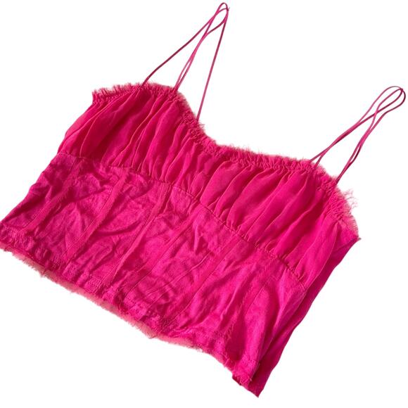 Urban Outfitters Pink Crop Tank Ronny Corset Style Cropped Top Medium Retail $55 - Picture 11 of 11
